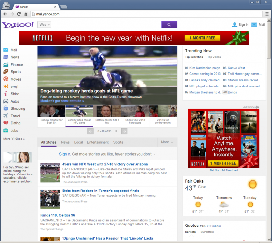 Newly Tested Yahoo Homepage
